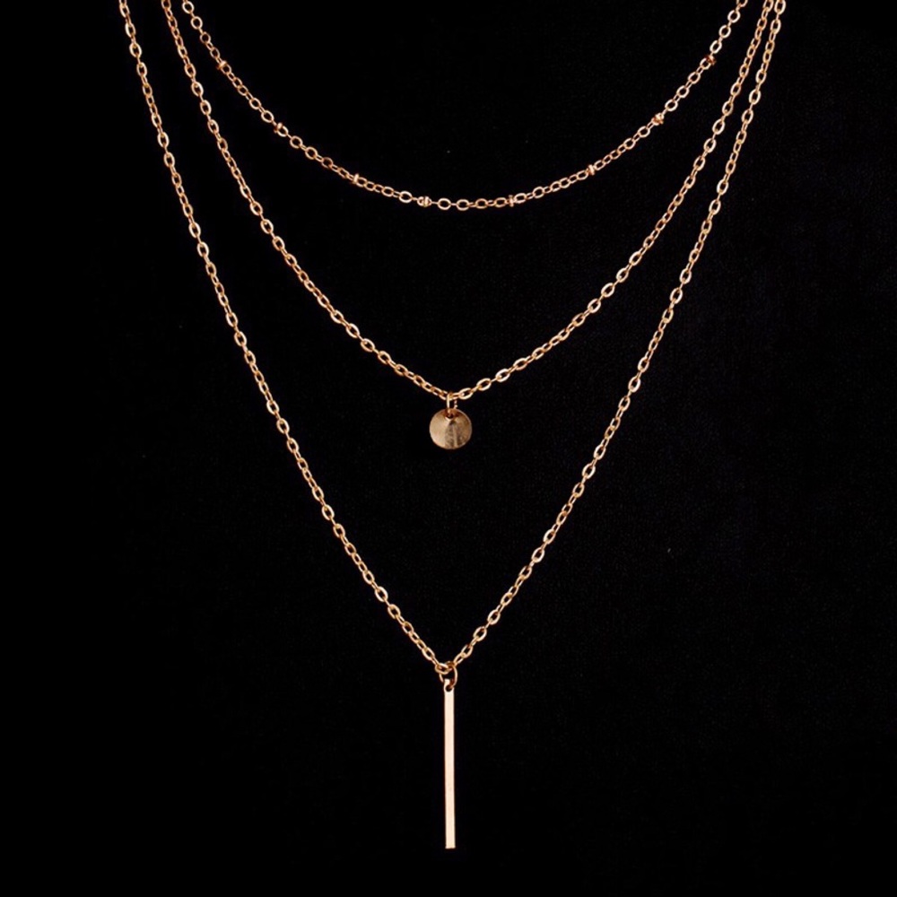 Boho Multilayer Coin and Bar Necklace - Picture 6 of 8